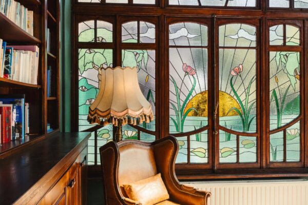 Villa des Roches Durbuy - Bibliotheek glas-in-lood Art Nouveau