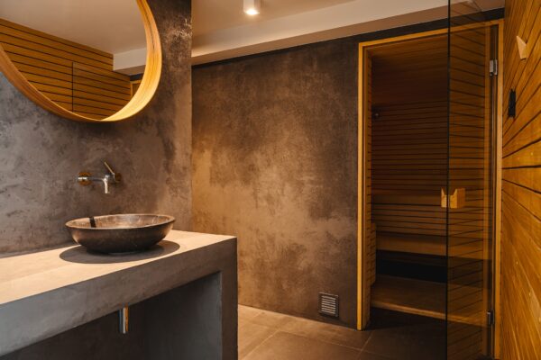 Villa des Roches Durbuy - Wellness wastafel en sauna